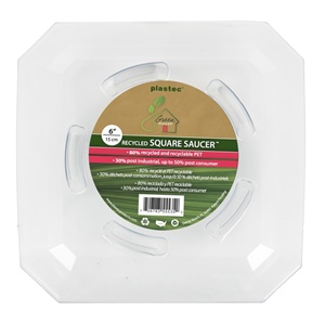 Plastec Recycled Square Saucer - Clear - 6in Diam