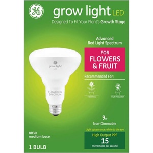 GE Grow Light LED Plant Grow Light for Flowers and Fruit 9 Watts BR30 Bulb