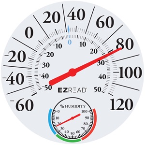  E-Z Read Dial Thermometer Hygrometer, White - 12.5 in
