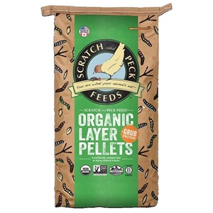 Scratch & Peck Naturally Free Organic Layer Pellets + Grub Protein - 35lbs