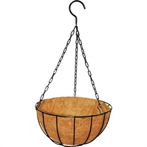 PlantBest Metal Hanging Basket With Coir Liner And Chain - 12in