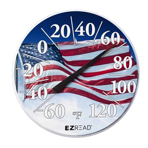 E-Z Read Dial Thermometer with Flag, Red/White/Blue - 12.5 in