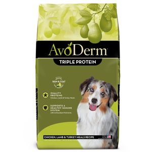 AvoDerm Natural Triple Protein Meal Formula Dry Dog Food - 30 lb