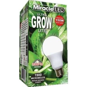MiracleLED® Commercial Hydroponic Grow Light - Ultra Grow Lite Bulb - Replaces up to 150W - Full Spe