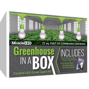 MiracleLED® Kitchen Gardener Greenhouse in a Box - 6ft - 4-Bulb - Multi-Plant - Red & Blue Spectrum 