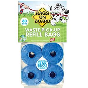 Bags on Board Waste Pick-up Bags Refill Blue - 60 ct