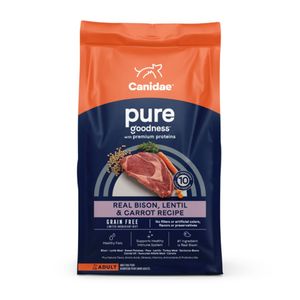  CANIDAE PURE Goodness Grain-Free LID Dry Dog Food Bison, Lentil & Carrot - 21lb