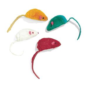  Spot Colored Plush Mice Rattle & Catnip Cat Toy Assorted - 4.5 in, 4 pk