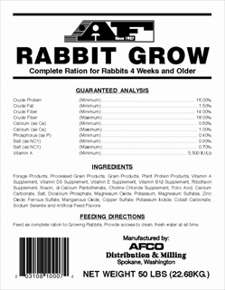 AF RABBIT GROW 16% 50#