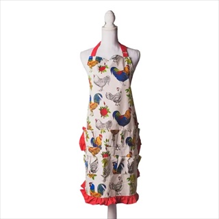 ROOSTERS ROSES EGG APRON FULL