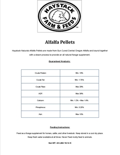 HAYSTACK ALFALFA PELLETS 40#