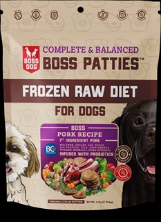 BOSS FRZN DOG RAW PORK PATTY 6#