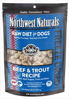 NWN DOG FD BEEF/TROUT NUGGET 25Z