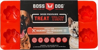 BOSS DOG TREAT TRAY PAWS RED 2PK