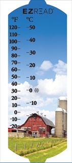 HW 10" THERMOMETER - FARM W/SILO