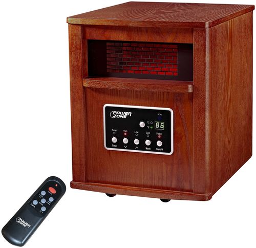 PowerZone Infrared Quartz Wood Cabinet Heater with Remote Control, 12.5 A, 120 V, ECO/1000/1500 W