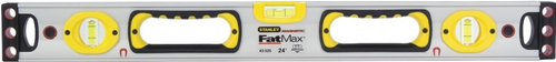 Stanley 43-525 Box Beam Level, 24 in L, 3-Vial, 2-Hang Hole, Magnetic, Aluminum, Silver/Yellow