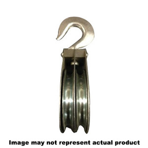 Block Division 02078-2 Pulley Block, 3/16 in Rope, 600 lb Working Load, 2 in Dia x 7/16 in W Sheave,