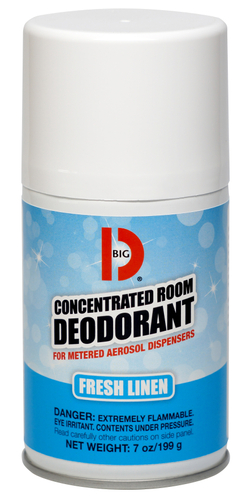 BIG D 472 Concentrated Room Deodorant, 7 oz Refill Can, Fresh Linen, 6000 cu-ft Coverage Area