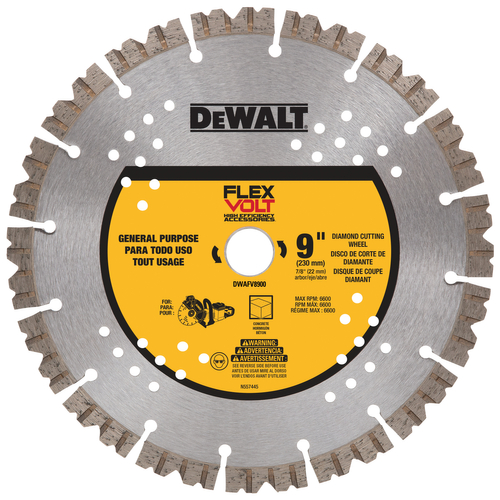 DeWALT FLEXVOLT DWAFV8900 Cutting Wheel, 9 in Dia, 0.102 in Thick, 7/8 in Arbor