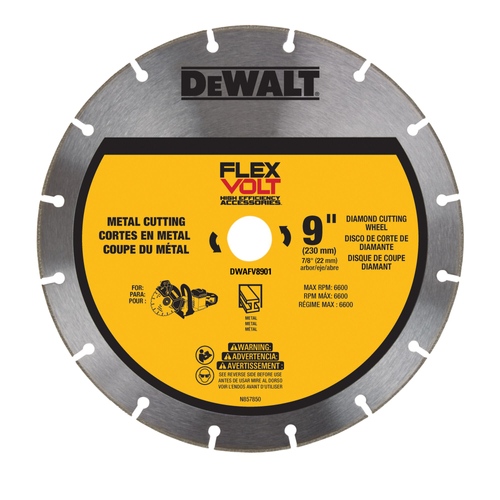 DeWALT FLEXVOLT DWAFV8901 Cutting Wheel, 9 in Dia, 7/8 in Arbor, Segmented Rim