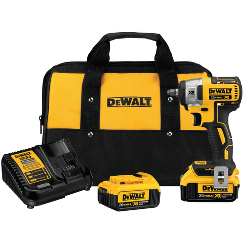 DeWALT DCF890M2 Impact Wrench Kit, Battery Included, 20 V, 4 Ah, 3/8 in Drive, Square Drive, 0 to 32