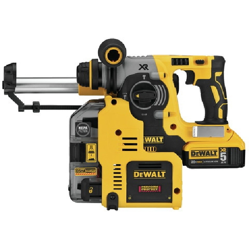 DEWALT DCH273P2DHOÂ 20V Max XR 1 in L-Shape SDS Plus Rotary Hammer with On Board Dust Extractor