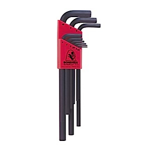 Bondhus 12199 Set of 9 Hex L-wrenches, Long Length, sizes 1.5-10mm