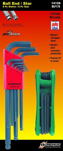 BONDHUS 14126 L-Wrench and Fold-Up Set Combo, 17-Piece, Protanium Steel, ProGuard