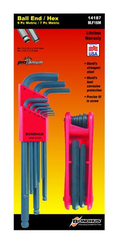 BONDHUS 14187 Hex Key Set, 16-Piece, Steel