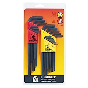 Bondhus 22199 Hex L-wrench Double Pack, Long Length, 12137 (.050-3/8-Inch) & 12199 (1.5-10mm)