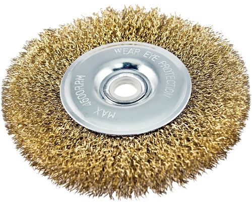 Vulcan 323011OR Wire Wheel Brush with Hole, 6 in Dia, 5/8 in Arbor Hole, 1/2 in Adapter