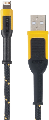 DEWALT 131 1359 DW2 Reinforced Braided Phone Charger Cable, USB-A to Lightning, 4 ft.