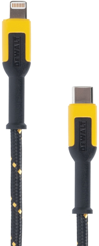 DEWALT 131 1357 DW2 Reinforced Braided Phone Charger Cable, USB-C to Lightning, 4 ft.