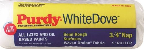 Purdy White Dove 14G670182 Paint Roller Cover, 3/4 in Thick Nap, 9 in L, Dralon Fabric Cover