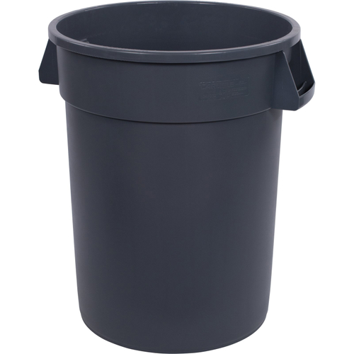CARLISLE 34103223 Round Trash Container, 32 gal Capacity, Polyethylene, Gray, Lid Closure