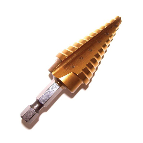 Champion MSD MSD-HEX-1 Multi-Step Drill Bit, 1/8 to 1/2 in Dia, 2-Flute, 1/4 in Dia Shank, Hex Shank