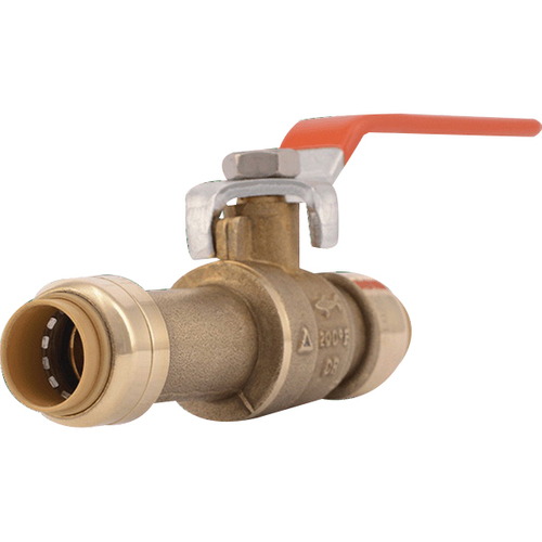 SharkBite 24735LF Ball Valve, 1/2 x 1/2 in Connection, Slip, 200 psi Pressure, Handle Actuator, Bras
