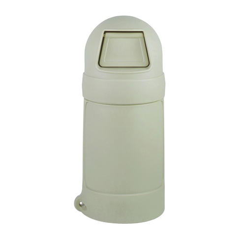 CONTINENTAL Roun'Top 1425BE Trash Can, 24 gal Capacity, Beige, Removable Funnel Top Closure