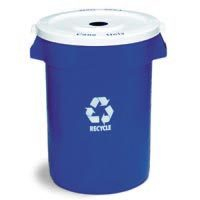 CONTINENTAL Huskee 3201-1 Receptacle Lid, 32 gal, Plastic, White, For: #3200-1 Recycle Container