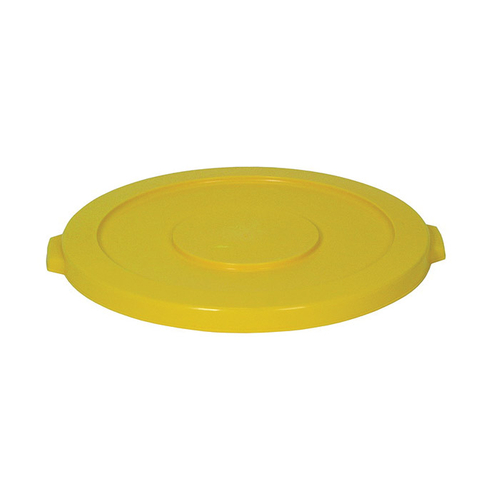 CONTINENTAL Huskee 4445YW Flat Receptacle Lid, Plastic, Yellow, For: 44 gal Trash Can