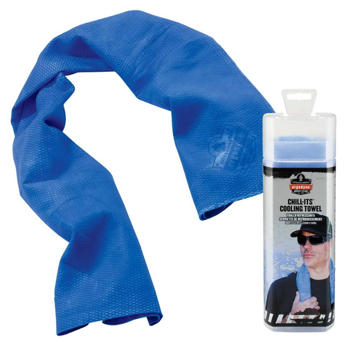 Ergodyne Chill-Its Series 12420 Evaporative Cooling Towel, 30 in L, 13-1/2 in W,  Blue