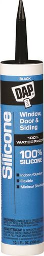 DAP 08642 Silicone Window and Door Sealant, Black, -40 to 400 deg F, 10.1 fl-oz Cartridge