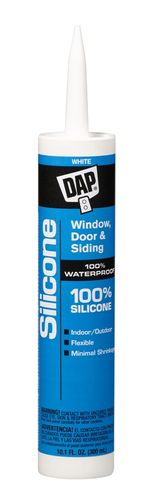 DAP 08646 Silicone Window and Door Sealant, White, -40 to 400 deg F, 10.1 fl-oz Cartridge