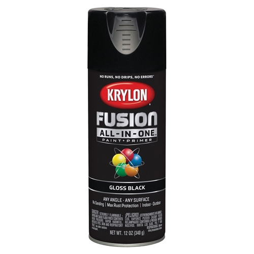Krylon K02702007 Acrylic Spray Paint, Gloss, Black, 12 oz, Can