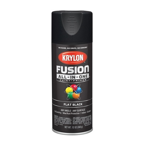 Krylon K02728007 Acrylic Spray Paint, Flat, Black, 12 oz, Can