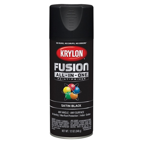 Krylon K02732007 Acrylic Spray Paint, Satin, Black, 12 oz, Can