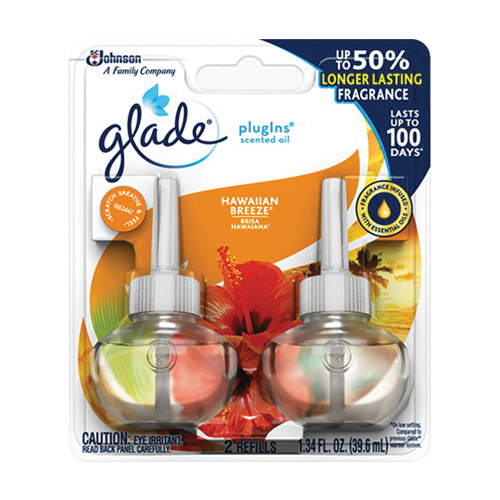 Glade PlugIns 900008 Air Freshener, 1.34 fl-oz Refill, Tropical Pineapple, Peach and Melons with Gla