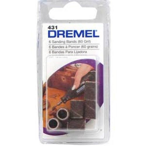 DREMEL 408 Sanding Band, 1/2 in Dia Drum, 1/8 in Dia Shank, 60 Grit, Coarse, Aluminum Oxide Abrasive