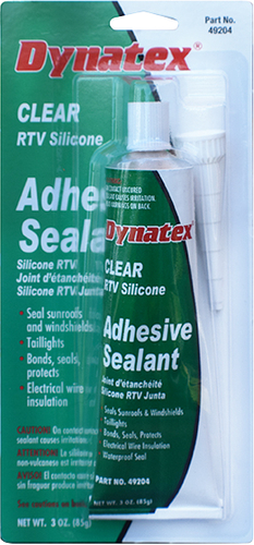 Dynatex 143372 Silicone Adhesive Sealant, 3 oz Tube, Paste, Acetic Acid